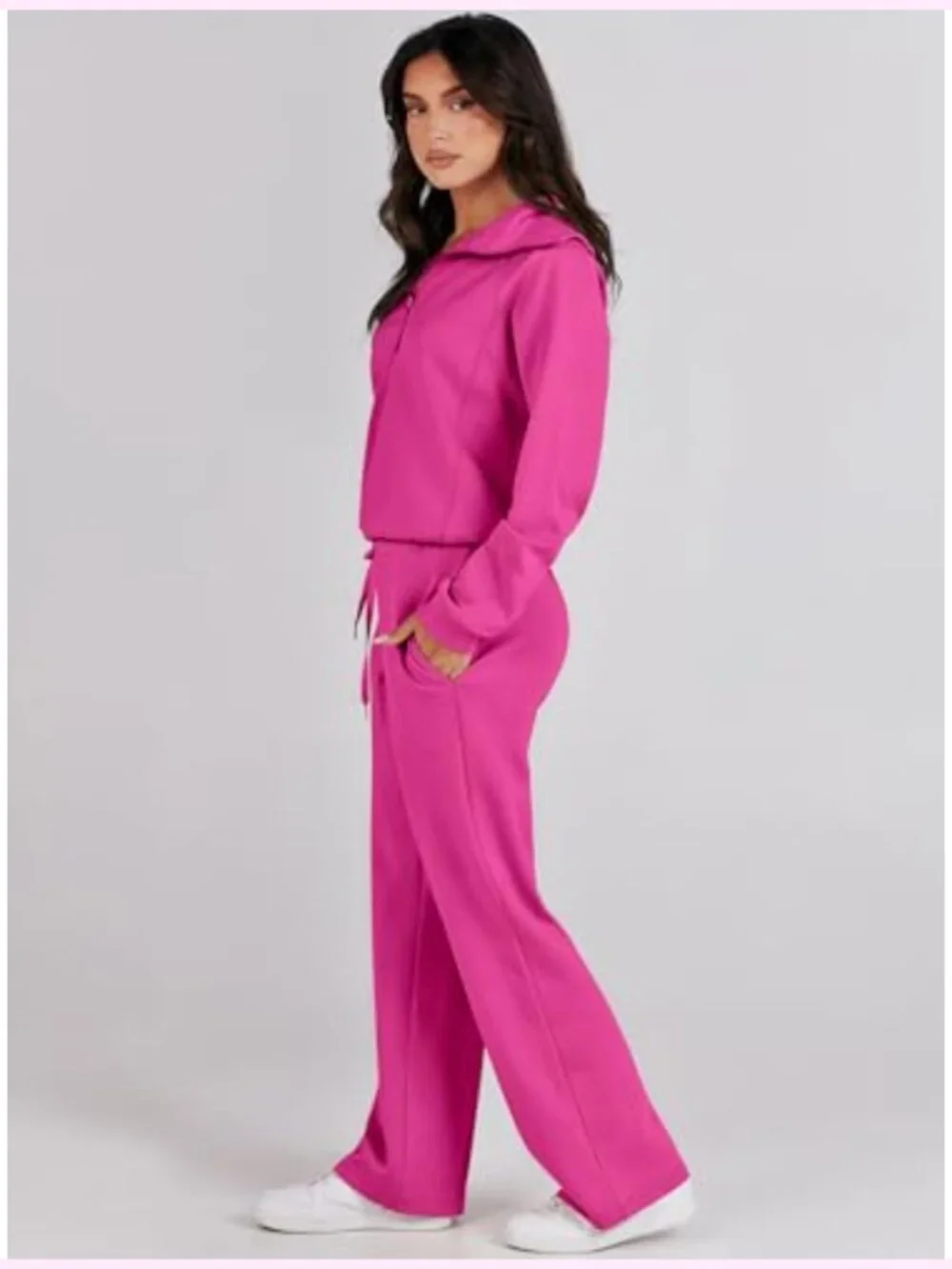 2 Piece Outfit Half Zip Sweatshirt Wide Leg Pants Lounge Matching Sets Sweatsuit